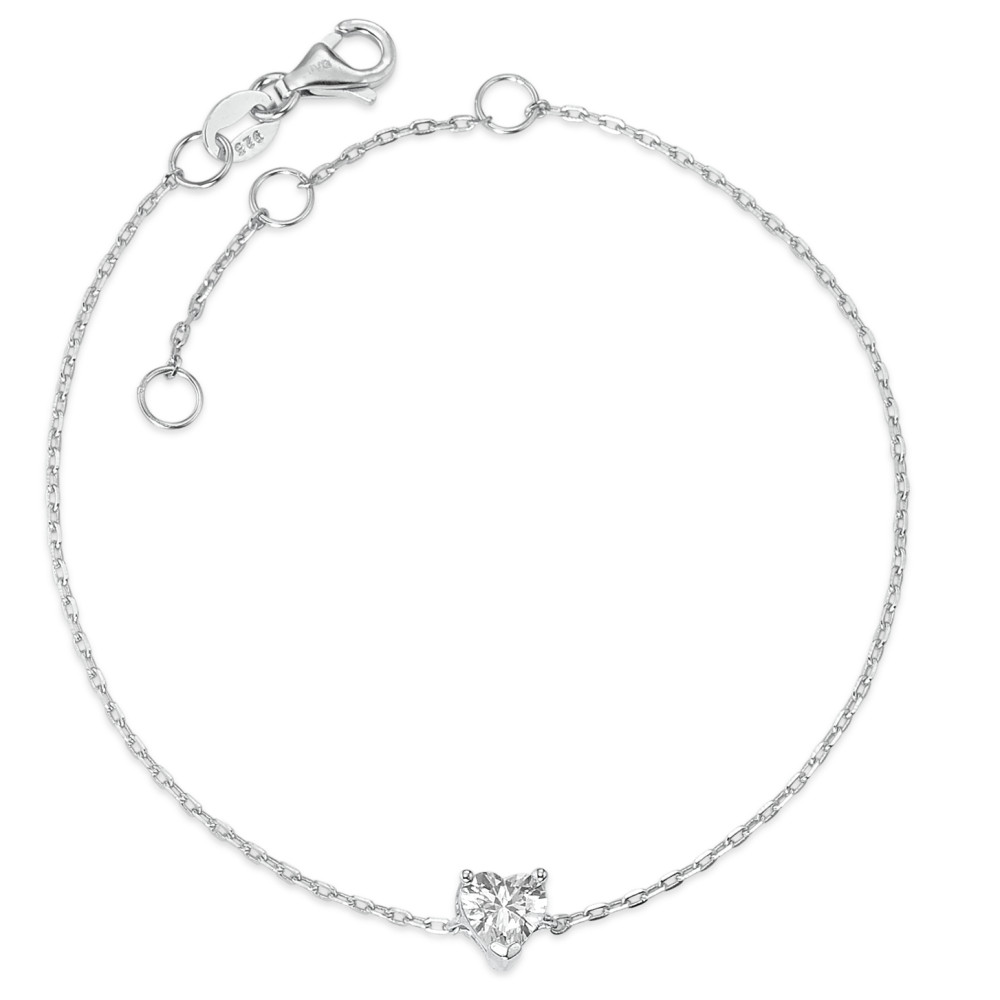 Armband Silber Zirkonia rhodiniert Herz 16-19 cm verstellbar-589384