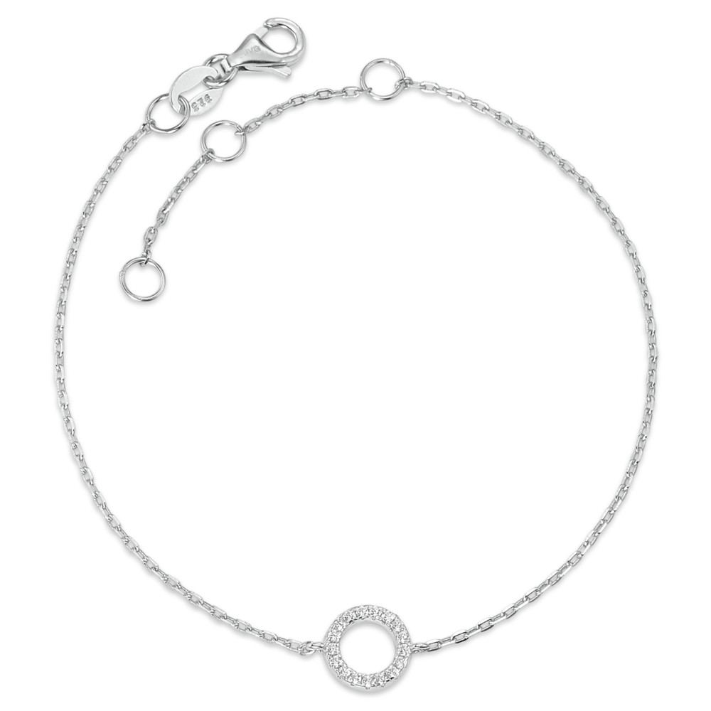 Armband Silber Zirkonia rhodiniert 16-19 cm verstellbar Ø7 mm-589398