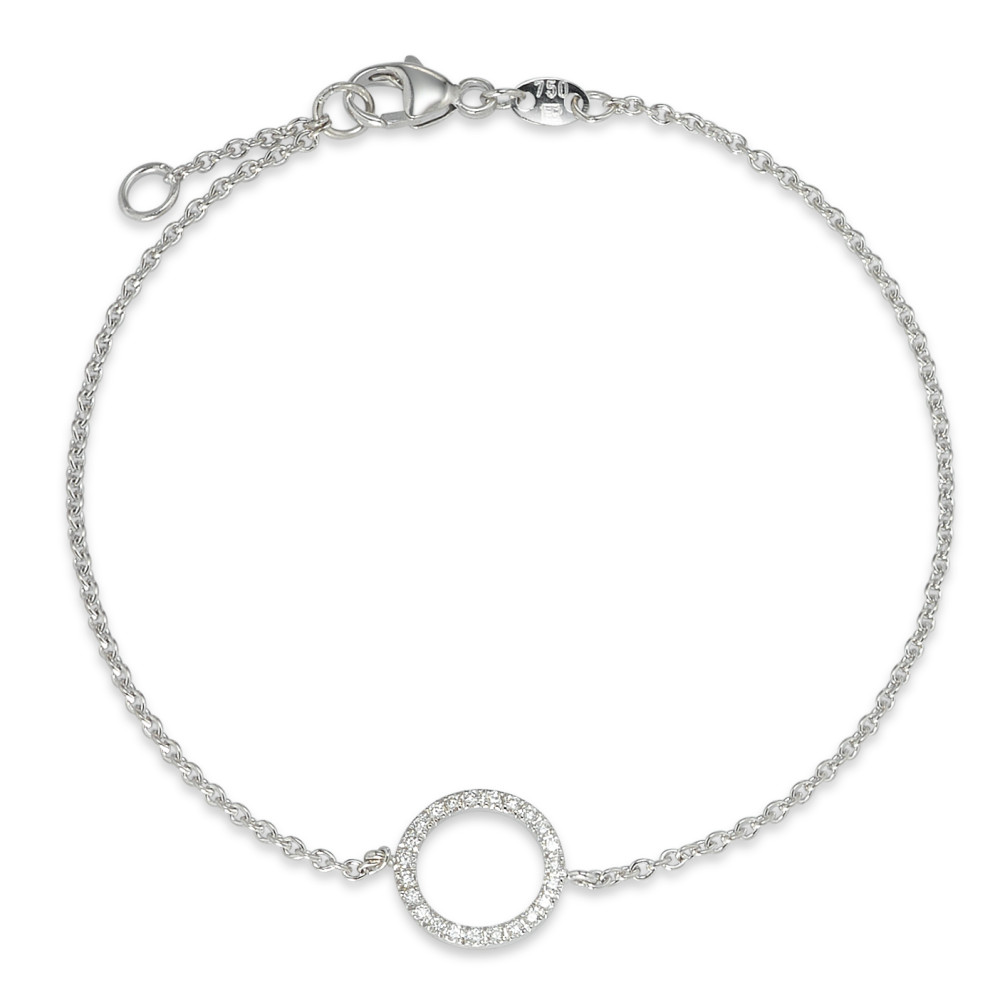 Bracelet Or blanc 750/18 K Diamant 0.115 ct, 23 Pierres, w-si 17-18 cm Ø10 mm-589570
