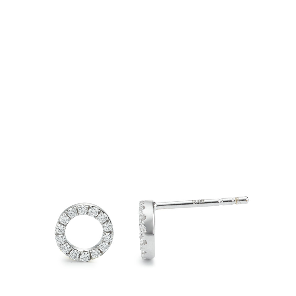 Clous d'oreilles Or blanc 750/18 K Diamant 0.12 ct, 28 Pierres, w-si Ø6 mm-589576