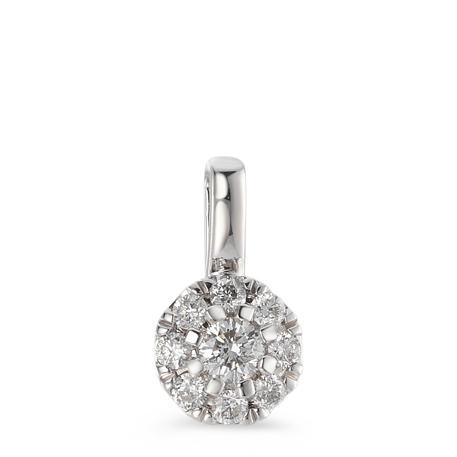 Pendentif Or blanc 750/18 K Diamant 0.20 ct, 9 Pierres, w-si Ø6.5 mm-589830