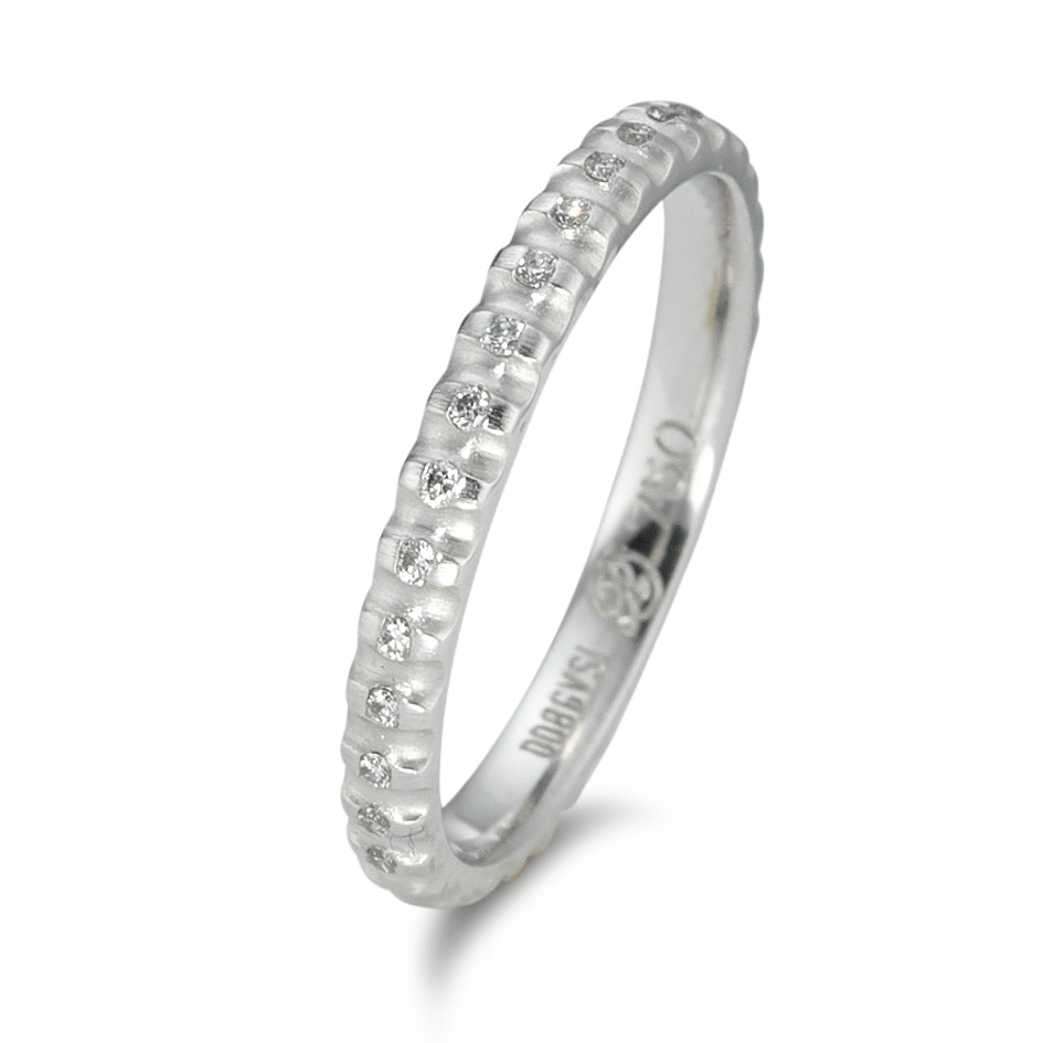 Memory Ring 750/18 K Weissgold Diamant 0.08 ct, 16 Steine, tw-vsi-589864