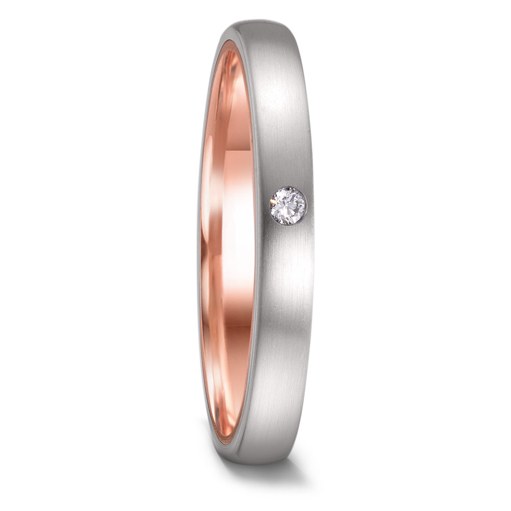 Love Ring 585/14 K Rotgold mit Edelstahl und Diamant 0.02 ct-591766