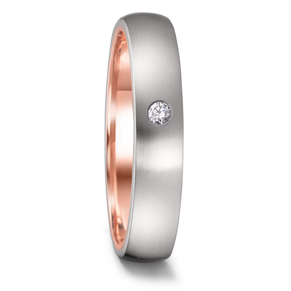 Love Ring 585/14 K Rotgold mit Edelstahl und Diamant 0.03 ct-591768