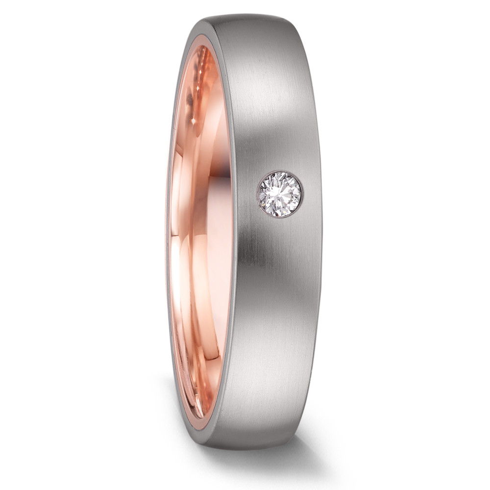 Love Ring 585/14 K Rotgold mit Edelstahl und Diamant 0.04 ct-591770