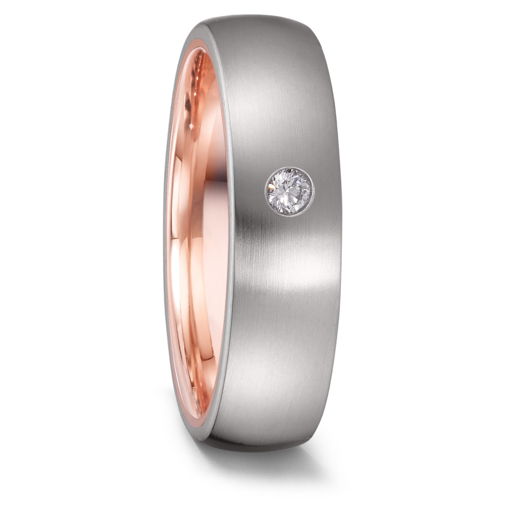 Love Ring 585/14 K Rotgold mit Edelstahl und Diamant 0.05 ct-591772