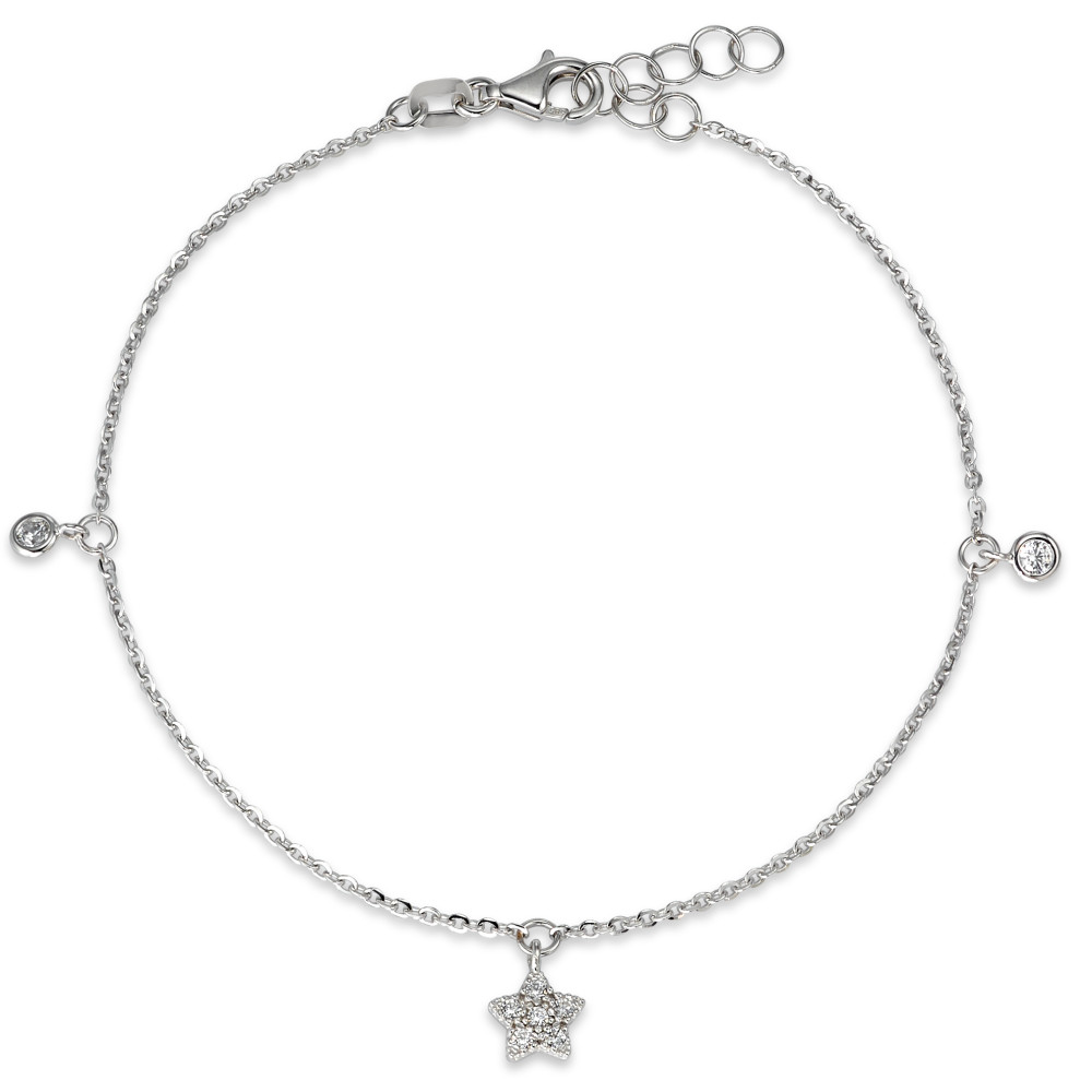 Bracelet Or blanc 585/14 K Zircone blanc Étoile 17-19 cm-591912