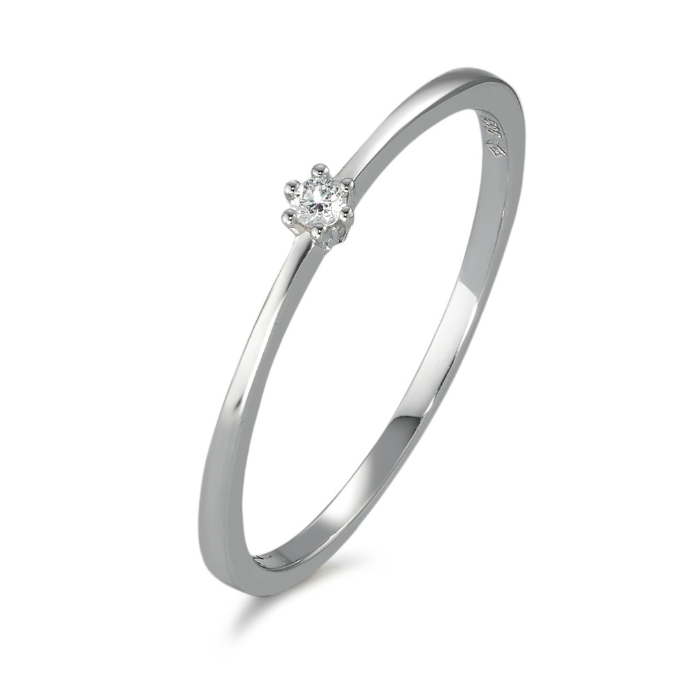Solitär Ring 585/14 K Weissgold Diamant 0.03 ct, w-si-591966