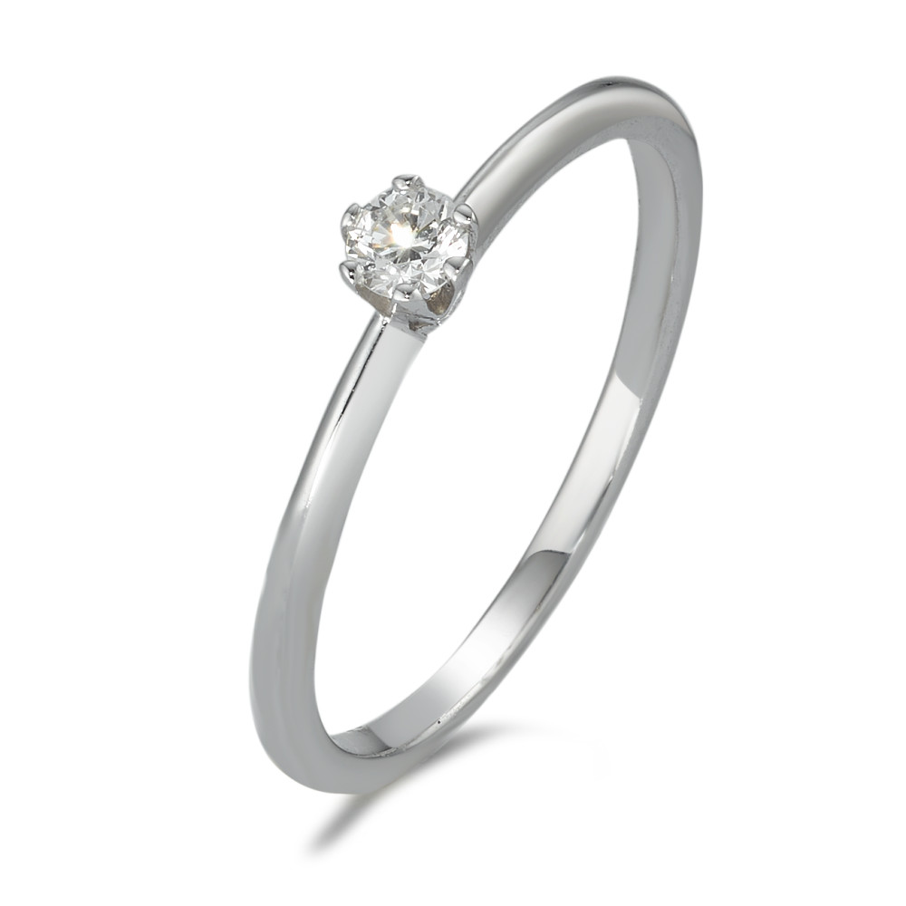 Solitär Ring 585/14 K Weissgold Diamant 0.10 ct, w-si-591977