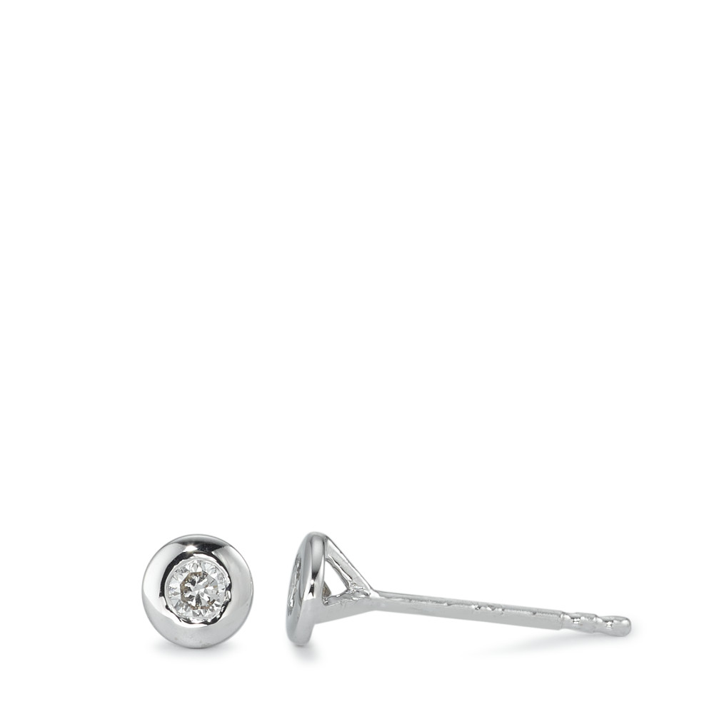 Clous d'oreilles Or blanc 585/14 K Diamant 0.15 ct, 2 Pierres, w-si Ø4.5 mm-592005