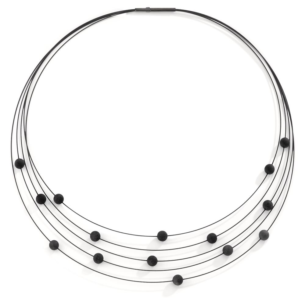 Spiralcollier Nera aus schwarzem Edelstahl mit Carbon, 45cm-592685