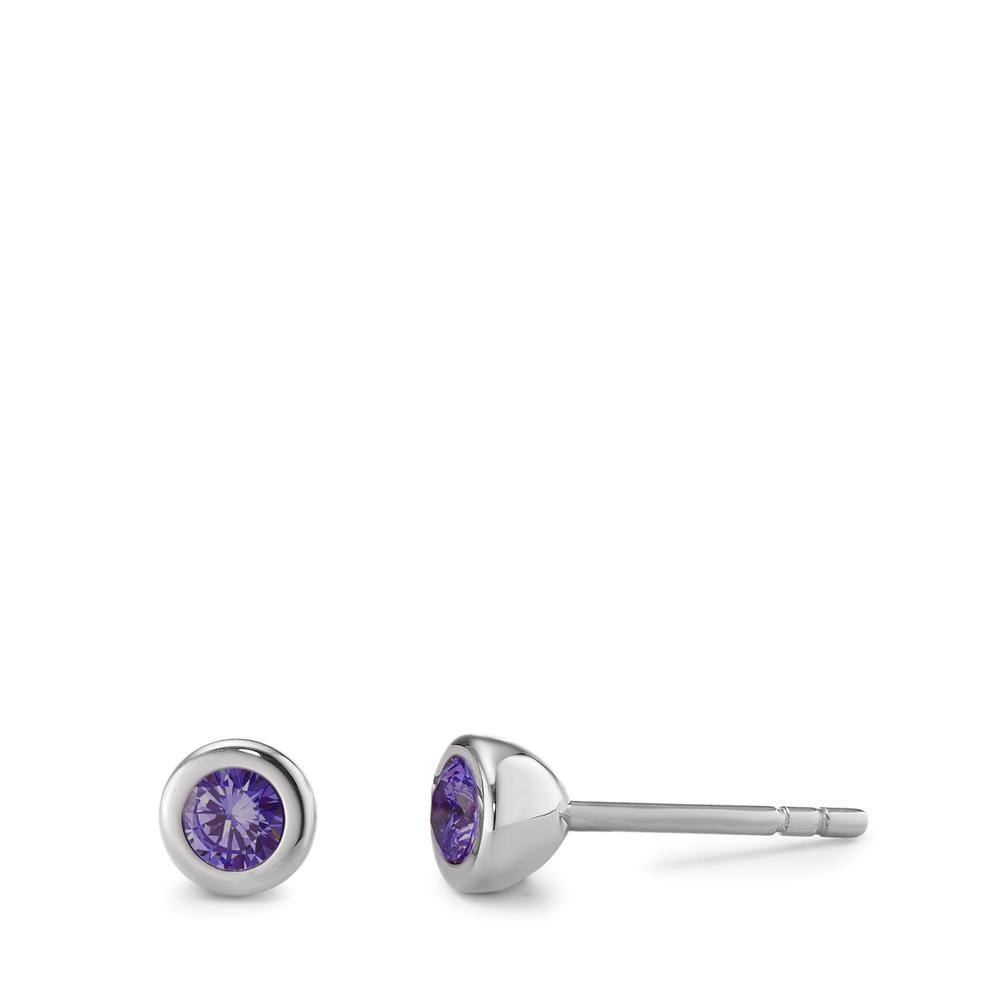 Clous d'oreilles Acier inoxydable Zircone violet, 2 Pierres Ø5 mm-593983