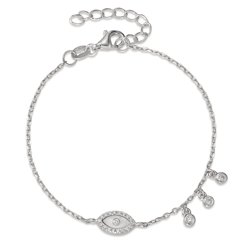 Bracelet Argent Zircone Rhodié nacre 16-18.5 cm-594388