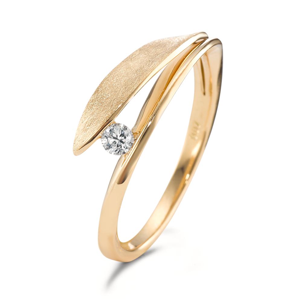 Fingerring 750/18 K Gelbgold Diamant 0.07 ct, Brillantschliff, w-si-594945