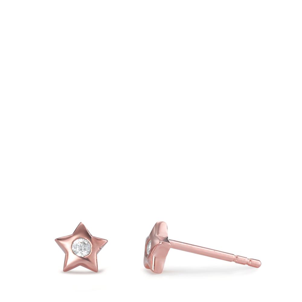 Clous d'oreilles Argent Zircone 2 Pierres rosé Plaqué or Étoile Ø5 mm-595618