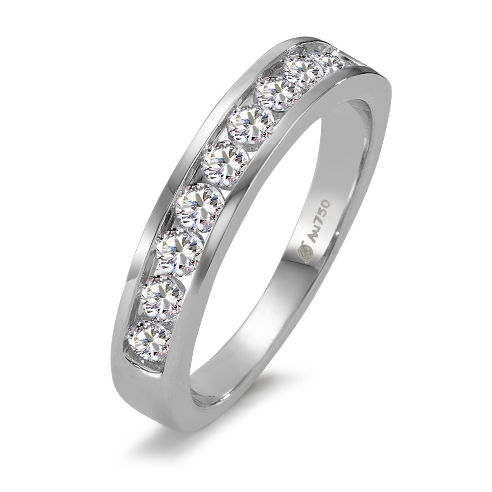 Memory Ring 750/18 K Weissgold Diamant 0.50 ct, 10 Steine, w-si-595771