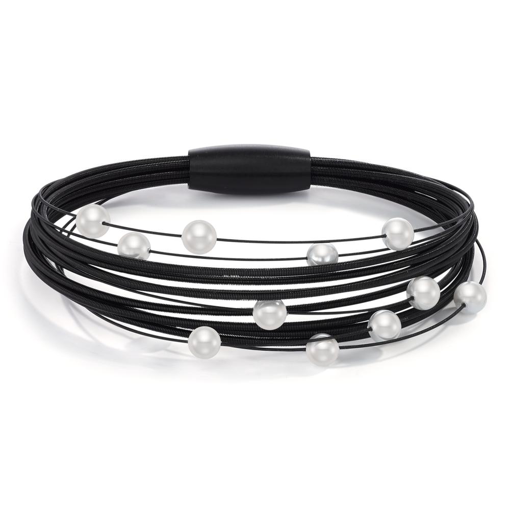 Bracelet Acier inoxydable noir PVD perle de culture 21 cm-595942