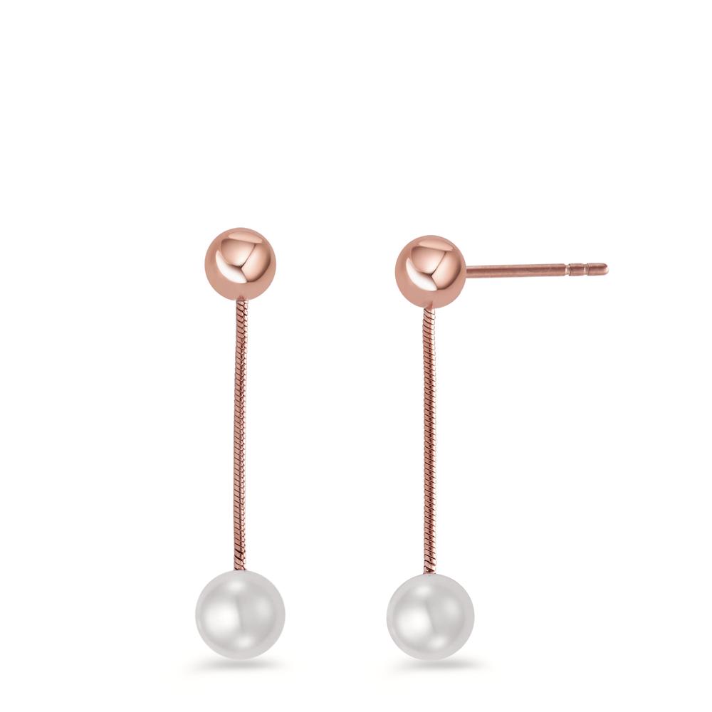 Pendant d'oreilles Acier inoxydable rosé PVD perle de culture-596529