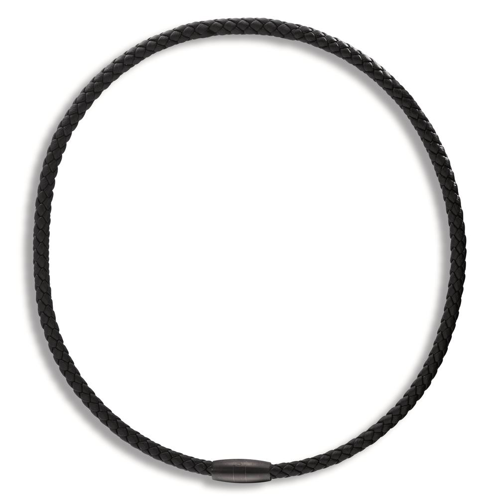 Collier Acier inoxydable, Cuir noir PVD 45 cm Ø5.5 mm-596979