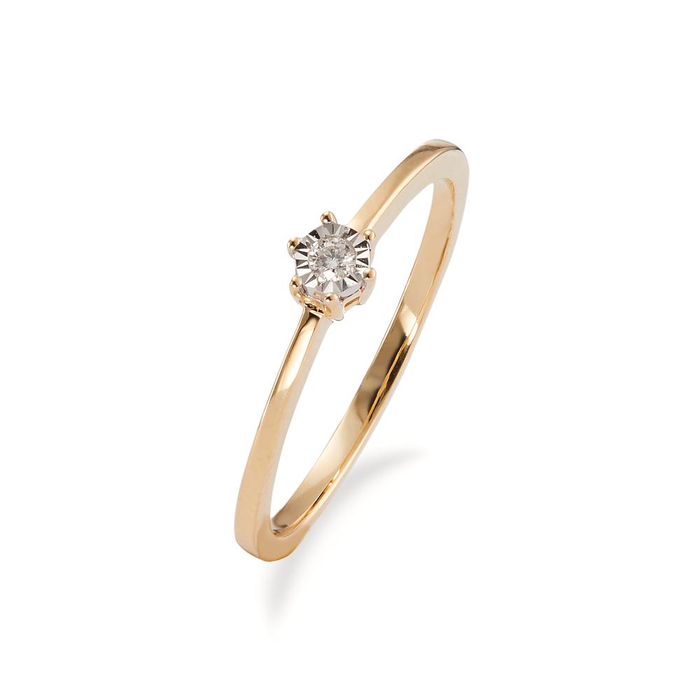 Solitär Ring 750/18 K Gelbgold Diamant 0.03 ct, w-si bicolor-597575