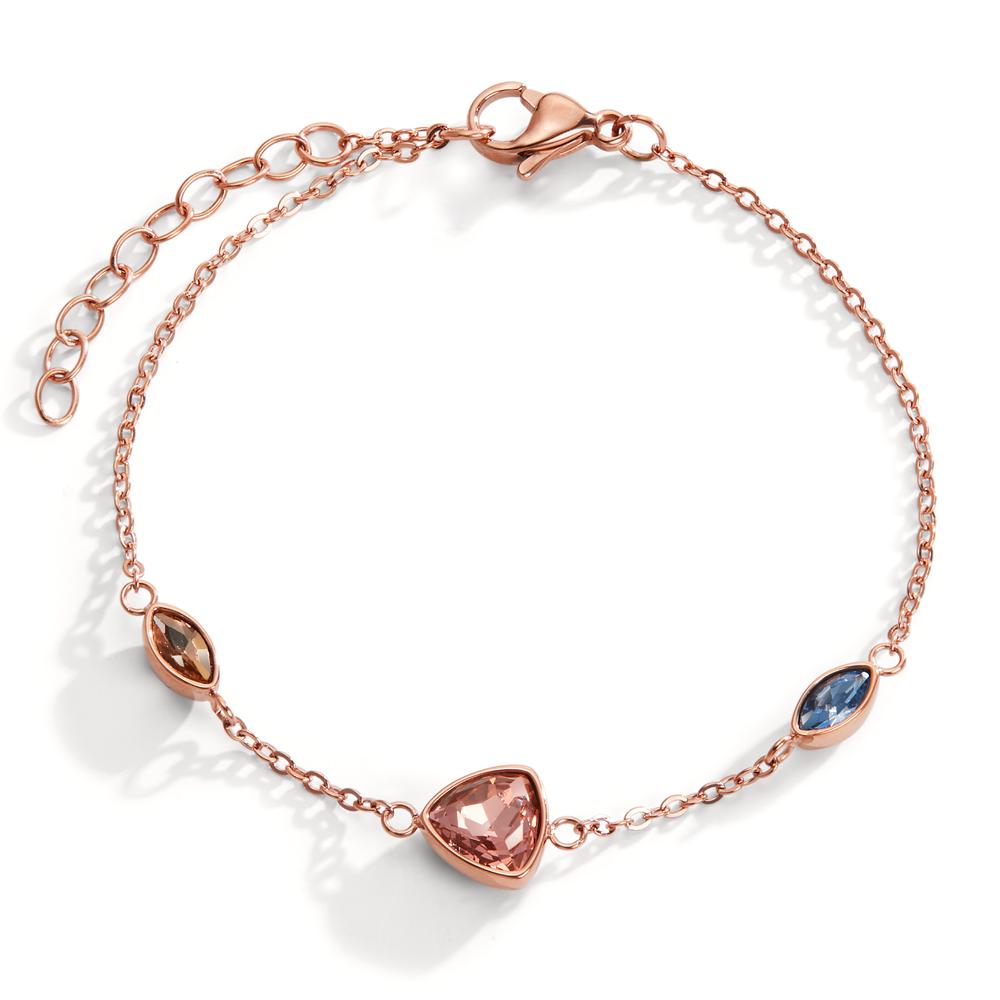 Bracelet Acier inoxydable [synth. Stein] 3 Pierres rosé PVD 18-21 cm-599510
