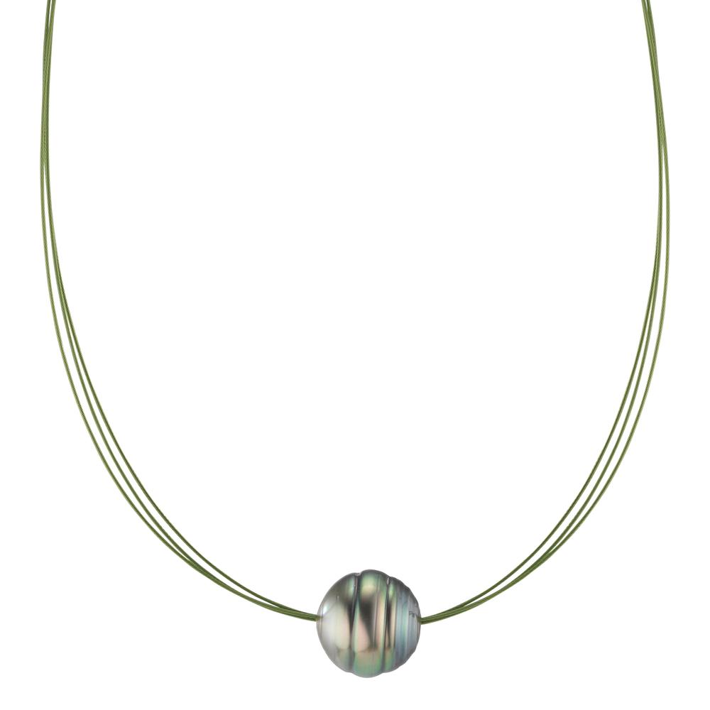Collier Acier inoxydable vert PVD perle de Tahiti 42 cm-600257
