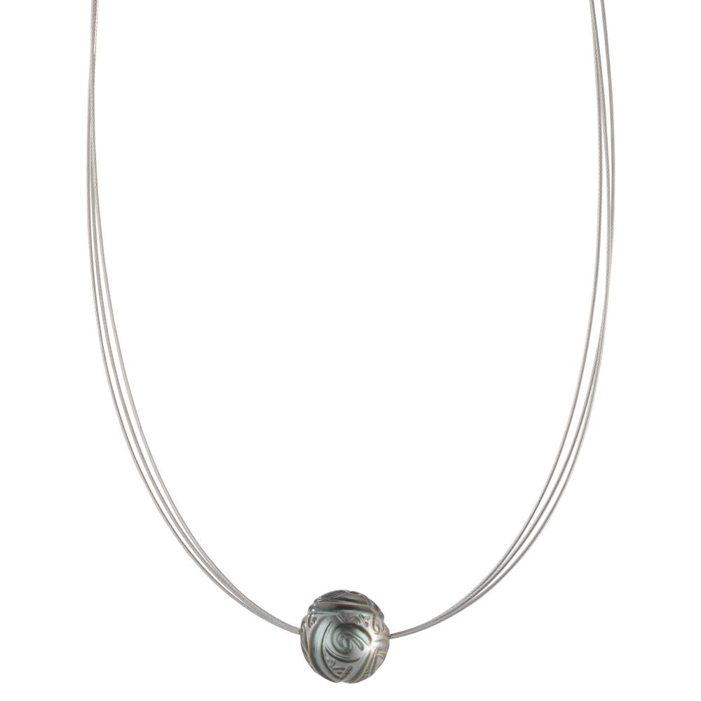 Collier Acier inoxydable perle de Tahiti 42 cm-600266