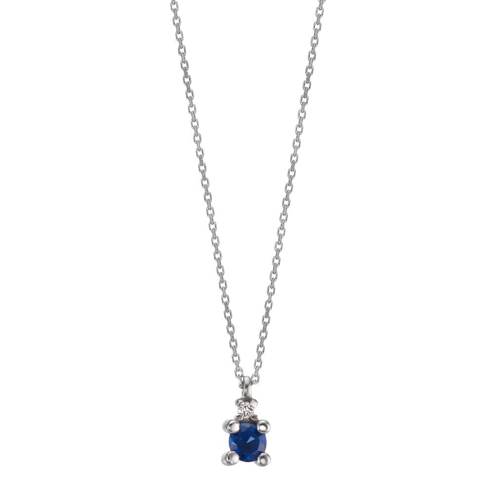 Collier Or blanc 750/18 K Saphir bleu, Diamant blanc, 0.01 ct, w-si 40-42 cm Ø3.5 mm-601551