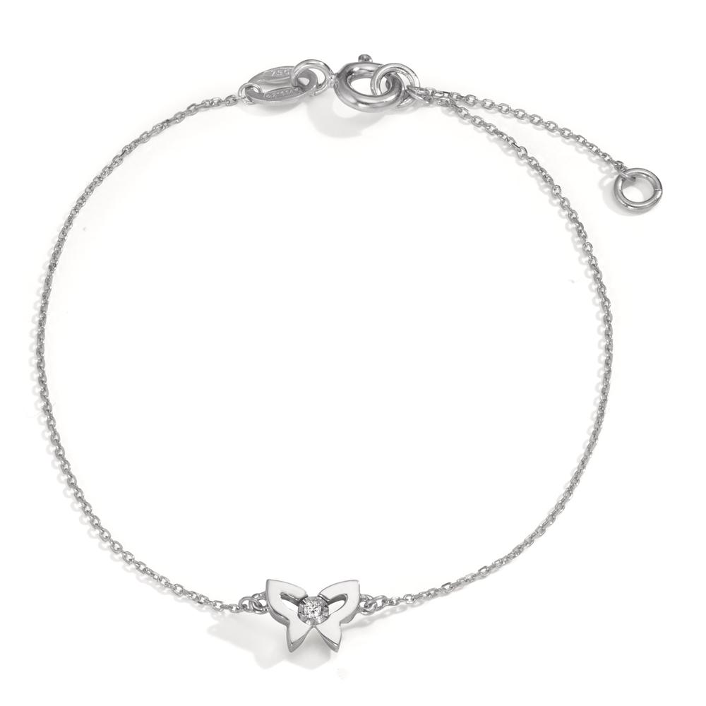 Bracelet Or blanc 750/18 K Diamant 0.005 ct, w-si Papillon 14-16 cm-601585