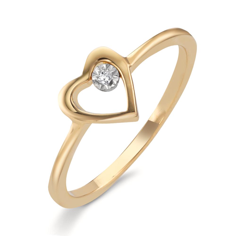 Fingerring 750/18 K Gelbgold Diamant 0.005 ct, w-si Herz Ø6.5 mm-601602